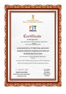 FIT INDIA CERTIFICATE FOR SCHOOL