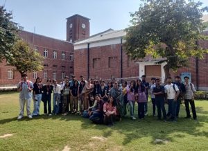 Enthusiastic students of Class XII, BBPS Noida in the SRCC campus